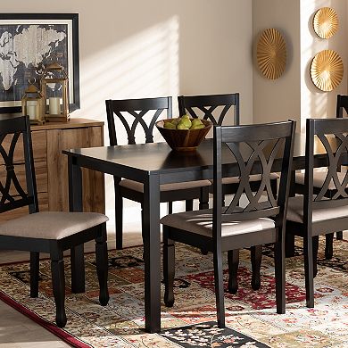 Baxton Studio Reneau Dining Table & Chair 7-piece Set