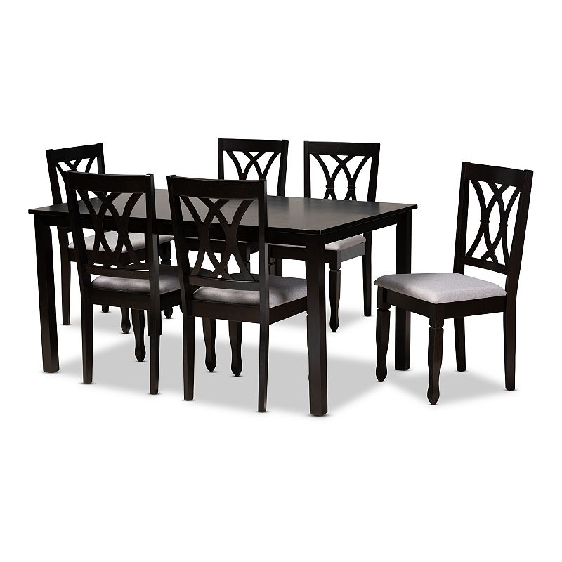 Baxton Studio Reneau Dining Table & Chair 7-piece Set, Grey