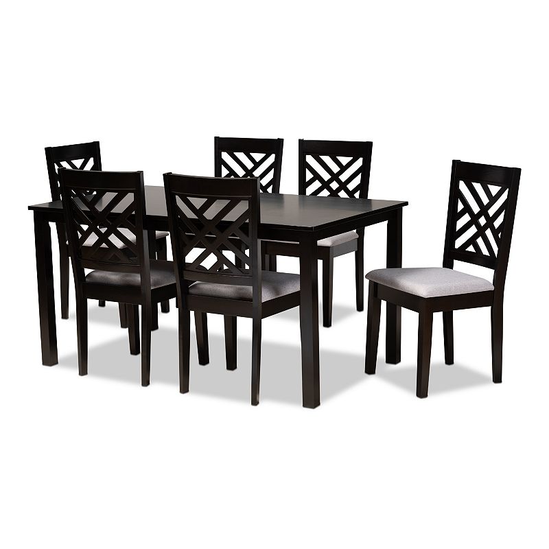 Baxton Studio Caron Dining Table & Chair 7-piece Set, Grey