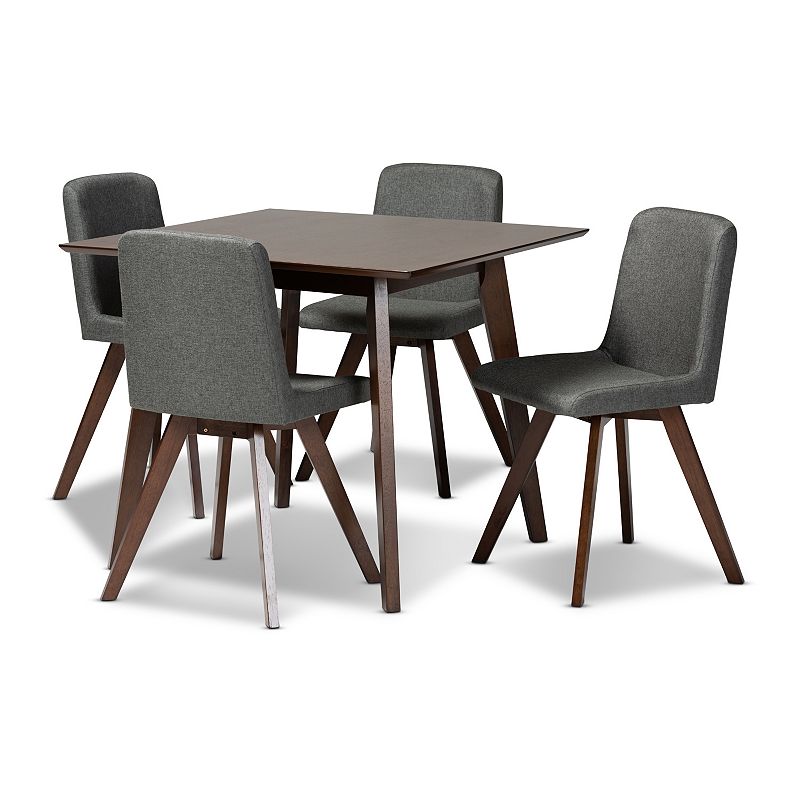 Baxton Studio Pernille Dining Table & Chair 5-piece Set, Grey