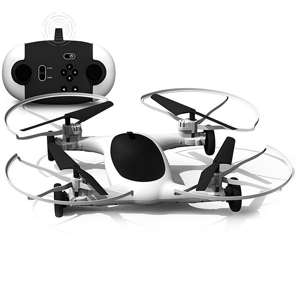 Sharper Image Fly + Drive 7-inch Drone - White Black