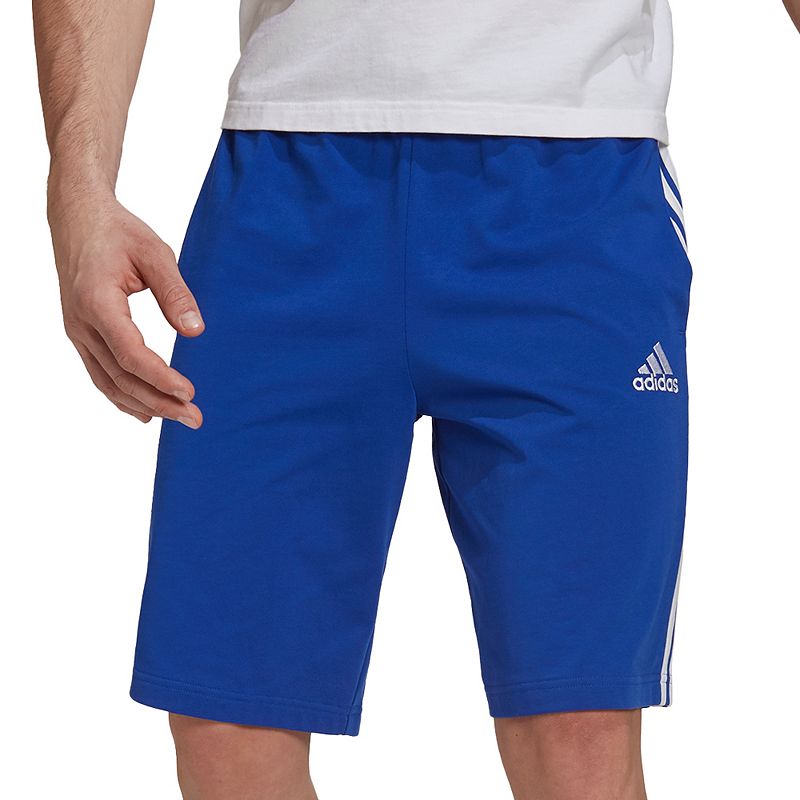Mens adidas 3-Stripe Jersey Shorts, Size: Small, Blue