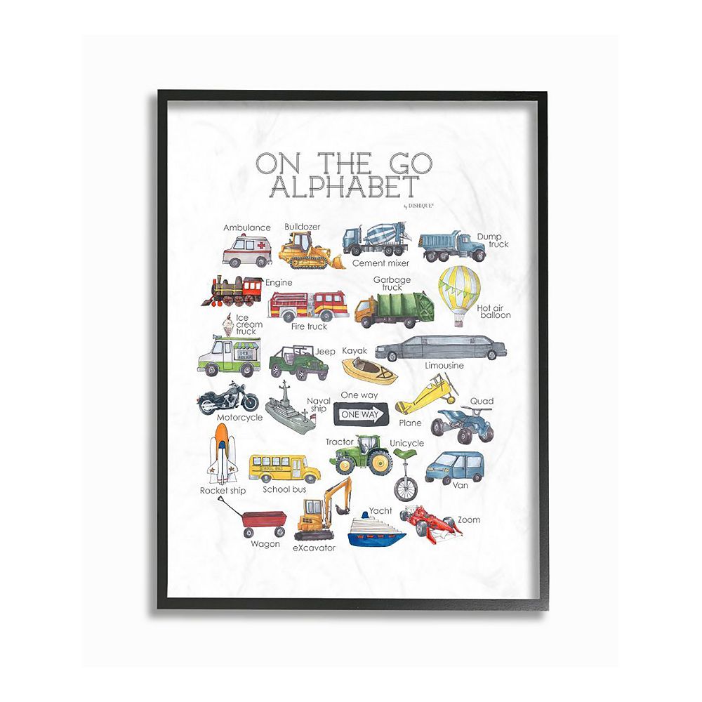 Stupell Home Decor Transportation Alphabet Framed Wall Art