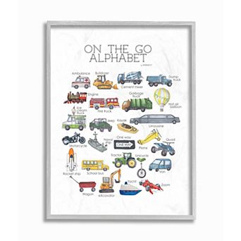Stupell Home Decor Transportation Alphabet Framed Wall Art