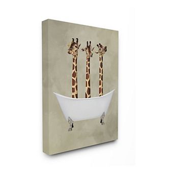 Stupell Home Decor Three Giraffes In A Bathtub Canvas Wall Art