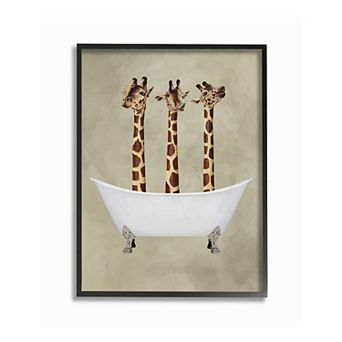 Stupell Home Decor Three Giraffes In A Bathtub Texturized Art