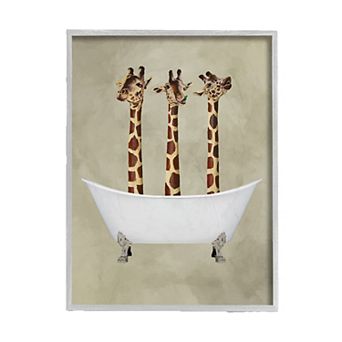 Stupell Home Decor Three Giraffes In A Bathtub Texturized Art