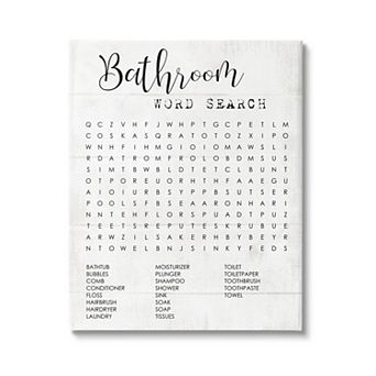 Stupell Home Decor Bathroom Word Search Canvas Wall Art