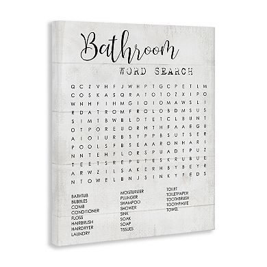Stupell Home Decor Bathroom Word Search Canvas Wall Art