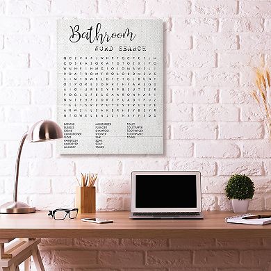 Stupell Home Decor Bathroom Word Search Canvas Wall Art