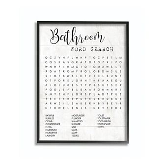 Stupell Home Decor Bathroom Word Search Framed Giclee Texturized Art