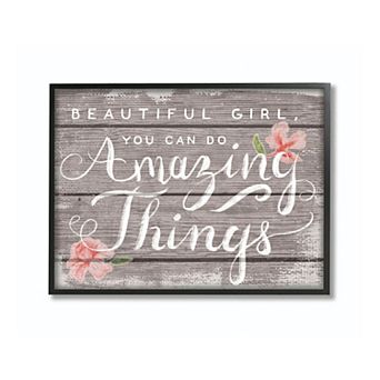 Stupell Home Decor Beautiful Girl, Amazing Things Framed Giclee Texturized Art