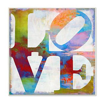 Stupell Home Decor Love Painted Textured Rainbow Wall Plaque Art