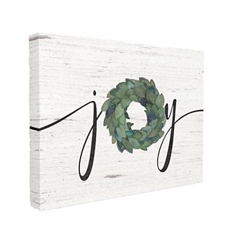 Stupell Home Decor Joy Wreath Oversized Stretched Canvas Wall Art by Jo Moulton