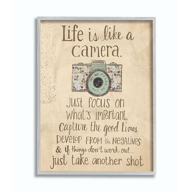Stupell Home Decor Life Camera Framed Canvas Wall Art, Gray