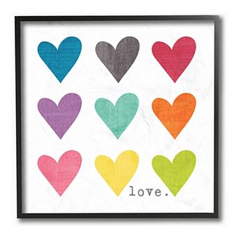 Stupell Home Decor Watercolor Cute Hearts Love Framed Wall Art