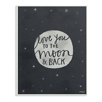 Stupell Home Decor Love You Moon Typography Oversized Wall Plaque Art