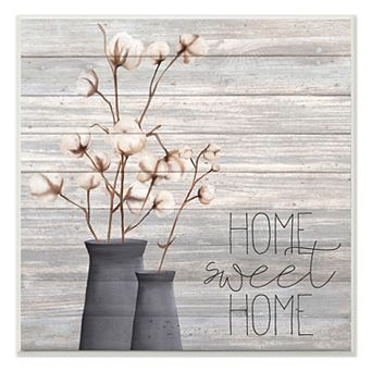 Stupell Home Decor Gray Home Sweet Home Flowers in Vase Wall Plaque Art