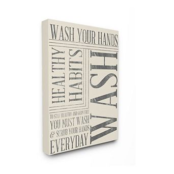 Stupell Home Decor Wash Your Hands Typography Canvas Wall Art