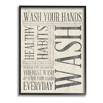 Stupell Home Decor Wash Your Hands Framed Giclee Texturized Art