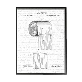 Stupell Home Decor Toilet Paper Roll Framed Giclee Texturized Art