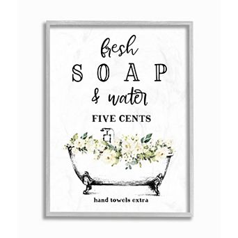 Stupell Home Decor Fresh Soap & Water Bath Tub Framed Giclee Texturized Art
