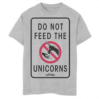 Disney / Pixar's Onward Boys 8-20 Do Not Feed The Unicorns Sign Graphic Tee