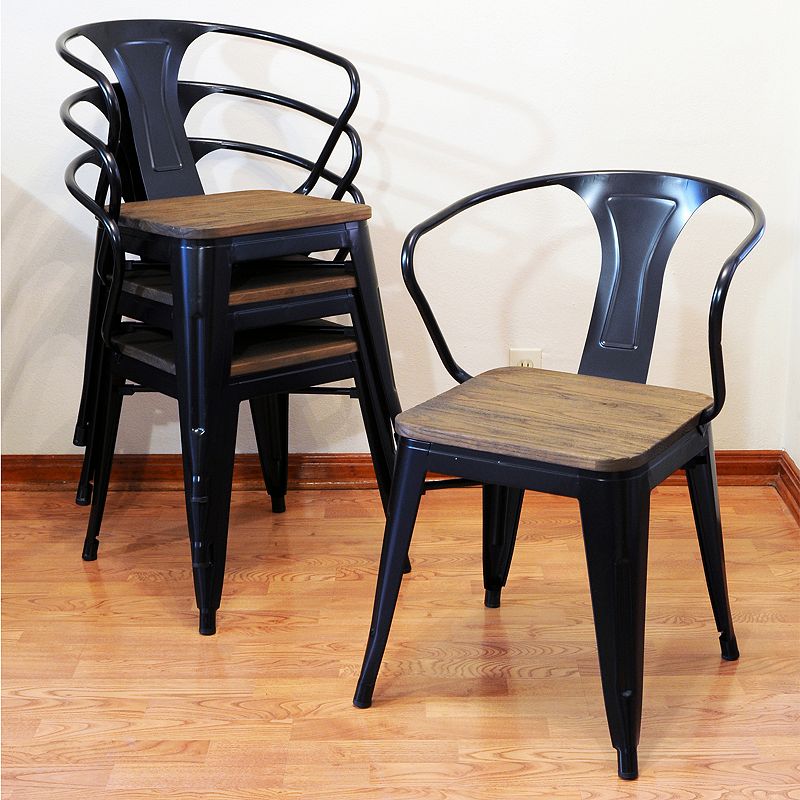 AmeriHome Loft Rustic Dining Chair 4-piece Set, Black
