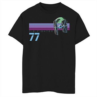 Boys 8-20 Star Wars Tie Fighter 77 Neon Retro Skyline Graphic Tee