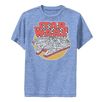 Boys 8-20 Star Wars Millennium Falcon Outline Checkerboard Portrait Performance Graphic Tee