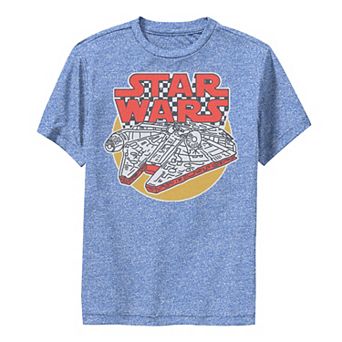 Boys 8-20 Star Wars Millennium Falcon Outline Checkerboard Portrait Performance Graphic Tee