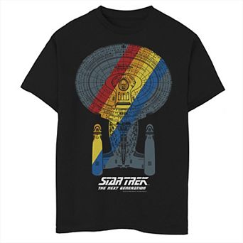 Boys 8-20 Star Trek Next Generation Retro Rainbow Ship Graphic Tee