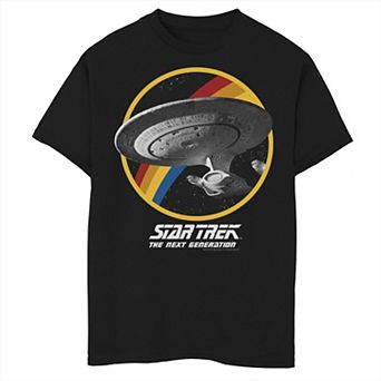 Boys 8-20 Star Trek Next Generation Rainbow Ship Badge Graphic Tee