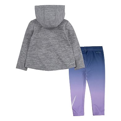 Toddler Girl Nike 2-Piece Therma Full-Zip Hoodie & Dri-FIT Leggings Set
