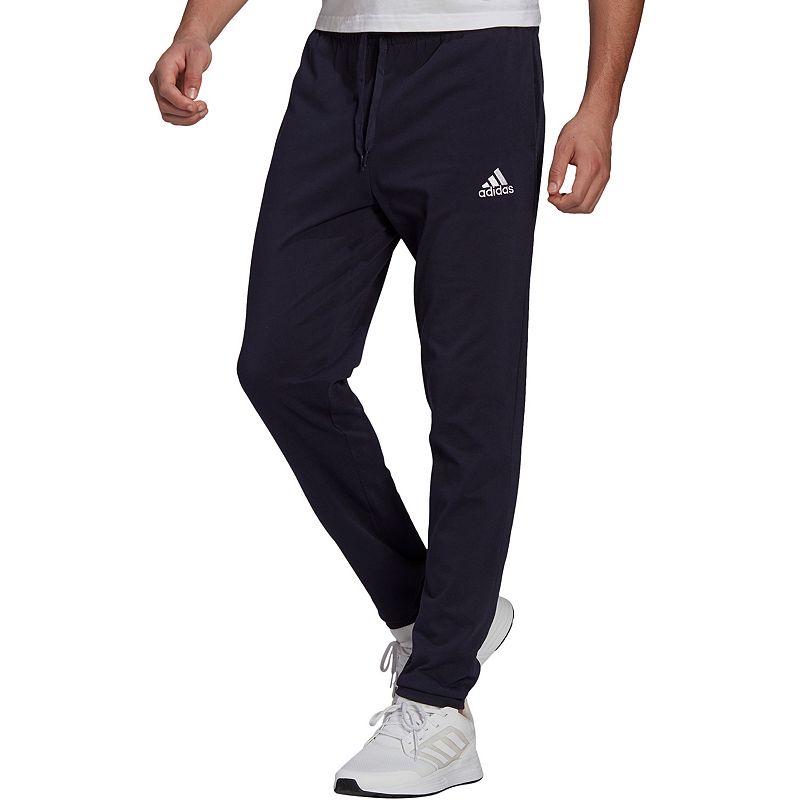 Mens adidas Single Jersey Tapered Pants, Size: Small, Dark Blue