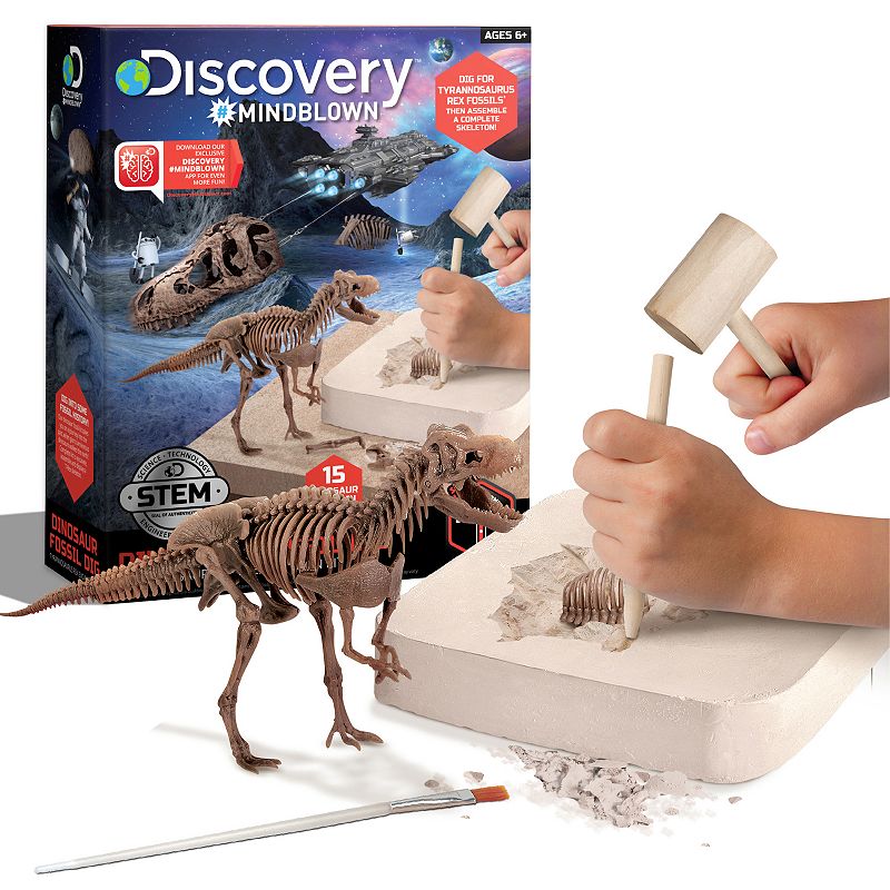 Discovery #Mindblown Dinosaur Fossil Dig T-Rex Excavation Kit, Multicolor