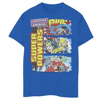 Boys 6-20 DC Comics Justice League Super Powers Comic Panels Tee