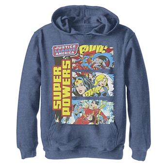 Boys 8-20 DC Comics Justice League Super Powers Comic Panels Fleece Hoodie