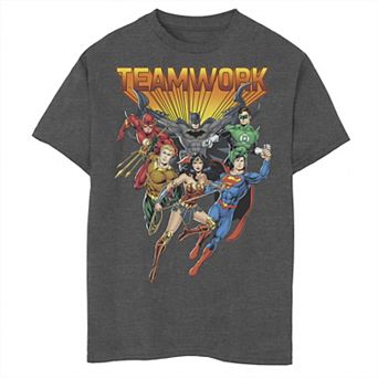 Boys 8-20 DC Comics Justice League Team Work Poster Tee