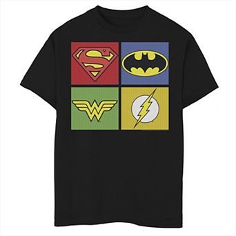 Boys 6-20 DC Comics Justice League Hero Symbol Box Up Tee