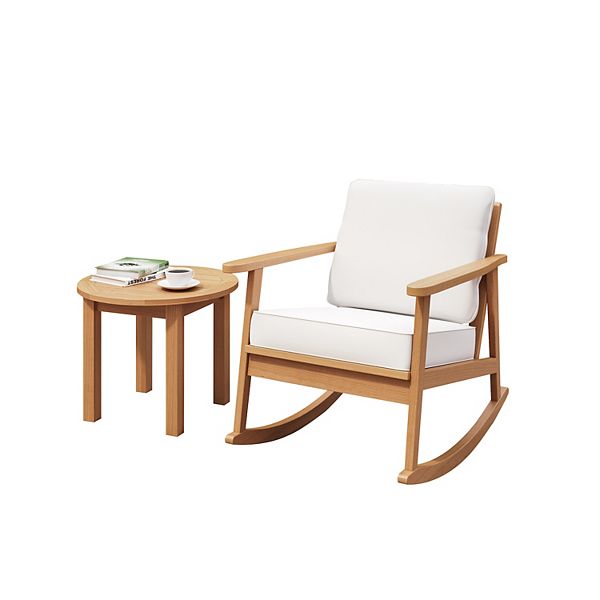 Royal Garden Bayside Patio Rocking Chair End Table 2 Piece Set