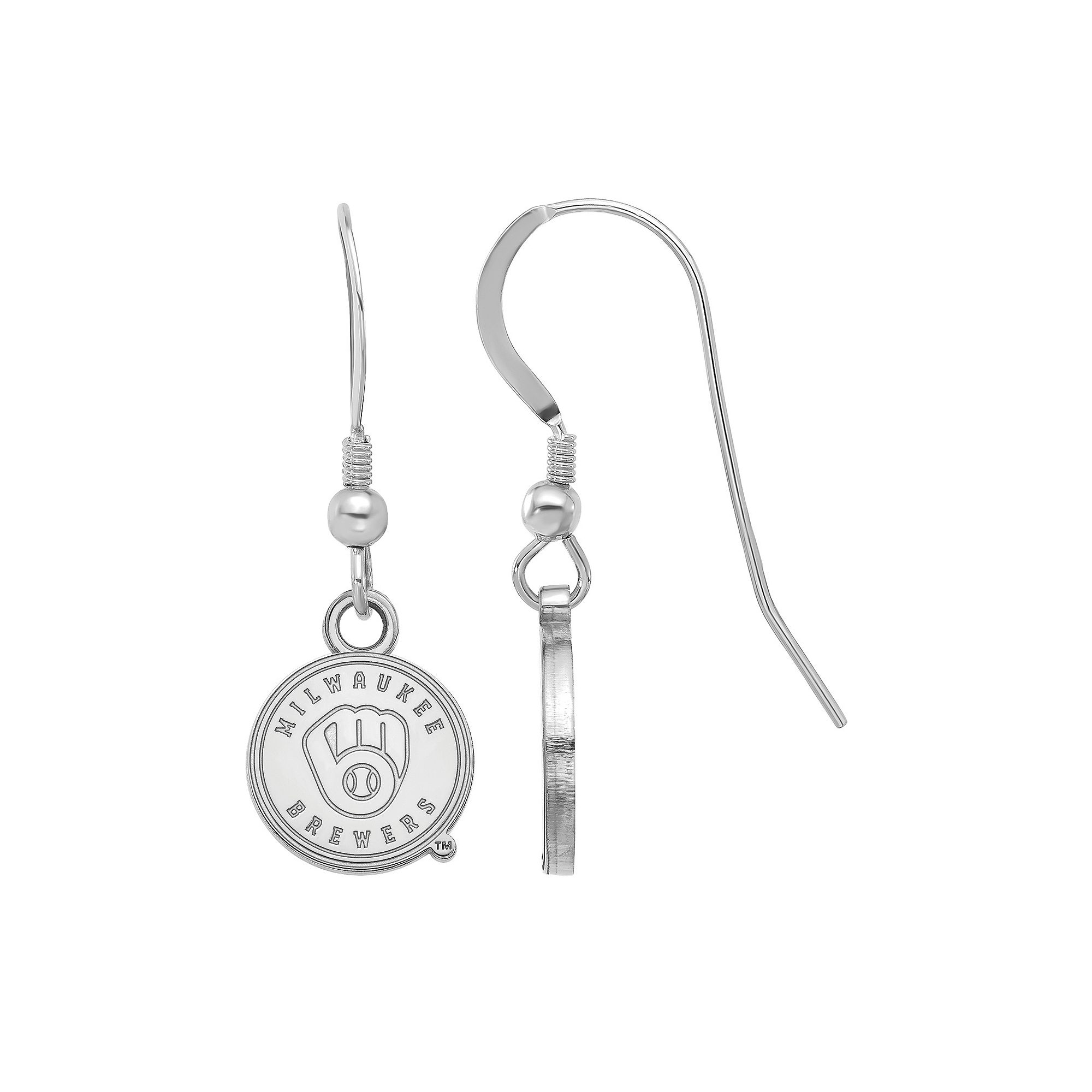 LogoArt Sterling Silver Milwaukee Brewers Logo Mini Dangle Earrings, Women
