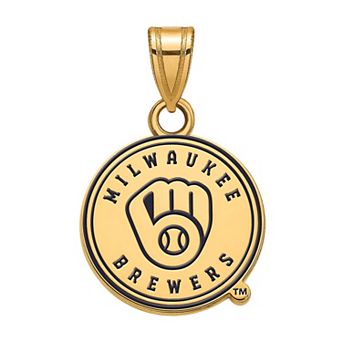 LogoArt Milwaukee Brewers Sterling Silver Small Enamel Pendant