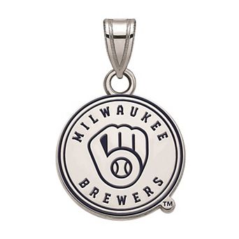 LogoArt Milwaukee Brewers Sterling Silver Small Enamel Pendant