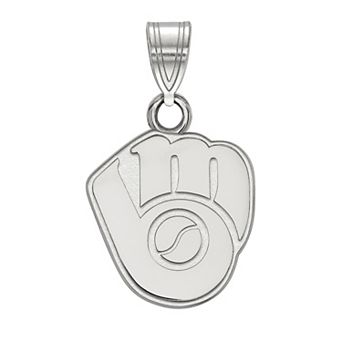 LogoArt 14k Gold Milwaukee Brewers Ball & Glove Logo Pendant