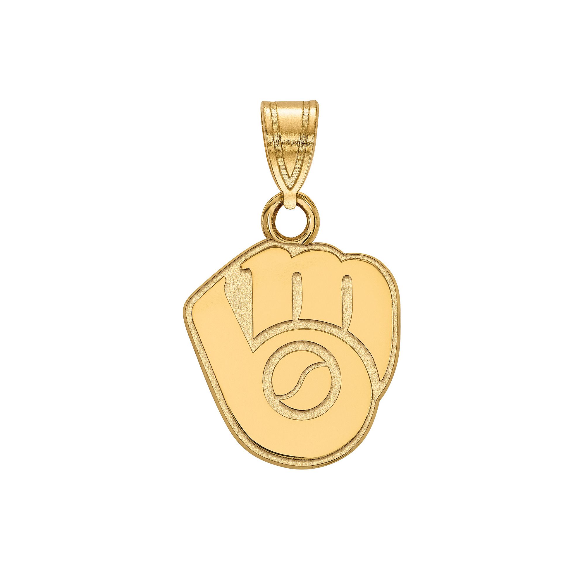 LogoArt Milwaukee Brewers Sterling Silver Ball & Glove Logo Pendant, Women