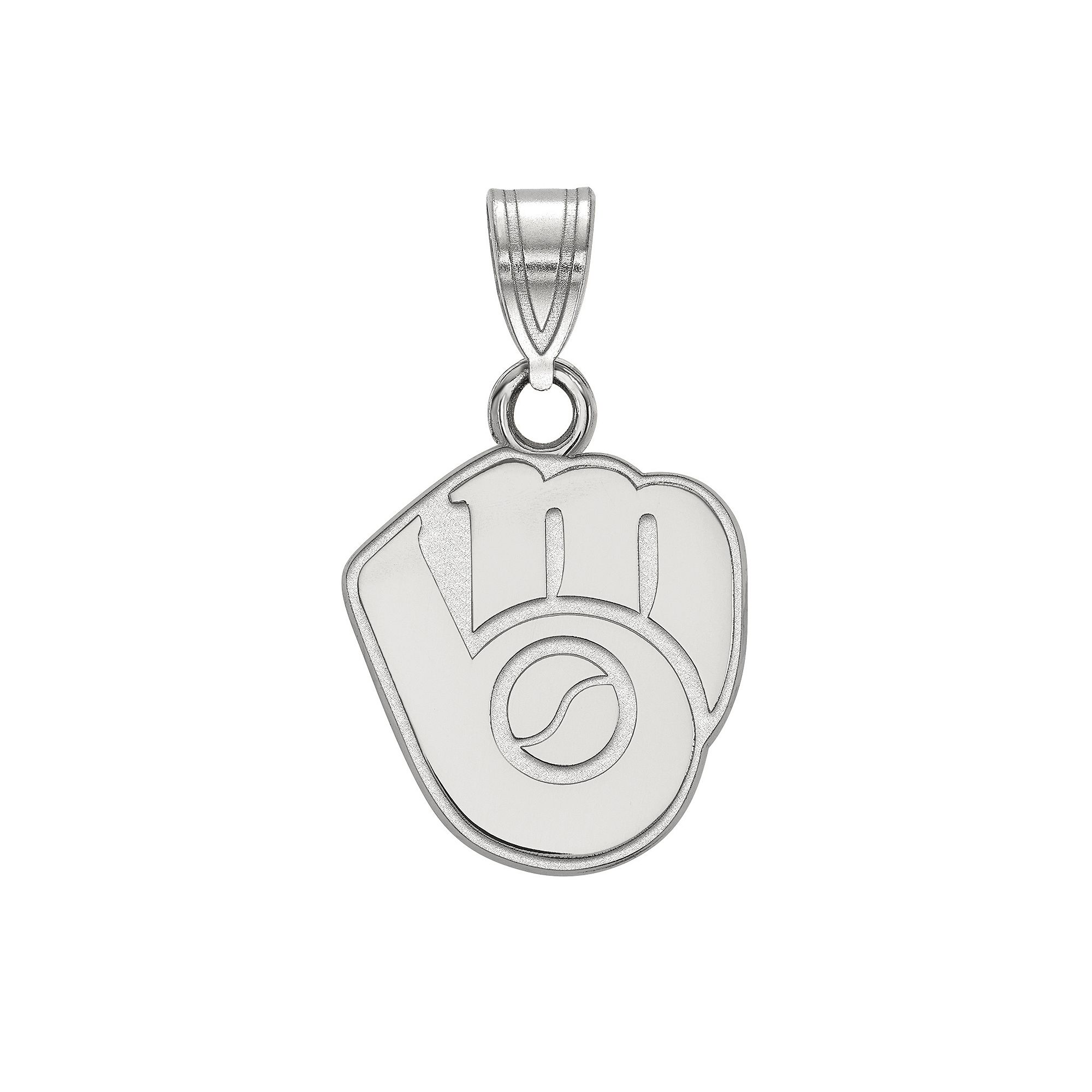 LogoArt Milwaukee Brewers Sterling Silver Ball & Glove Logo Pendant, Women
