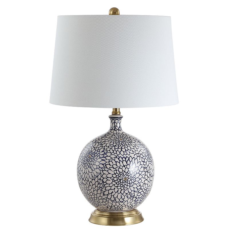 SAFAVIEH Orianna Modern Floral 25 in. H Table Lamp  Blue/White