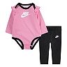 Baby Girl Nike 2-Piece Long Sleeve Bodysuit & Leggings Set