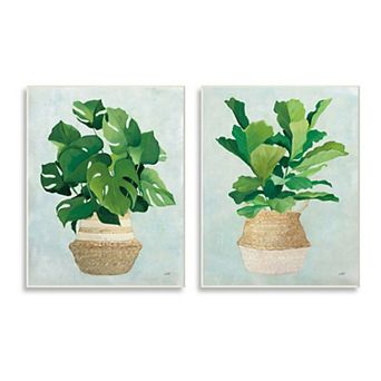 Stupell Home Decor Serene Monstera Plant Plaque Wall Art 2 pc Set